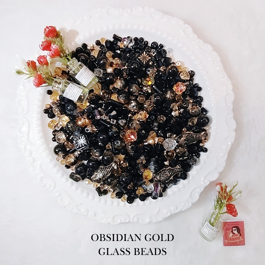 【YUMI OZ CUP 】Obsidian Gold Glass Beads-A6