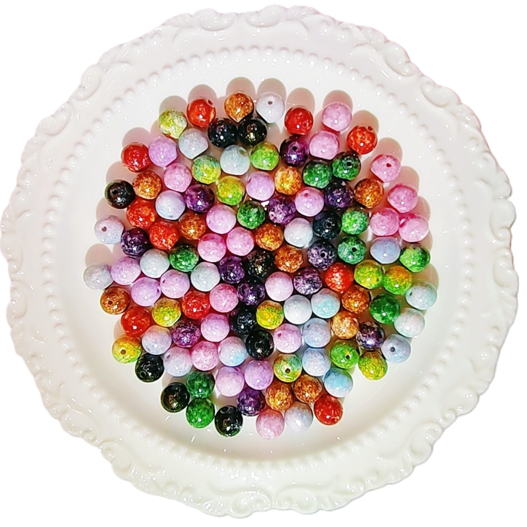 【Charm Magic 】Oil Painting Round Glass Beads Lucky Bags