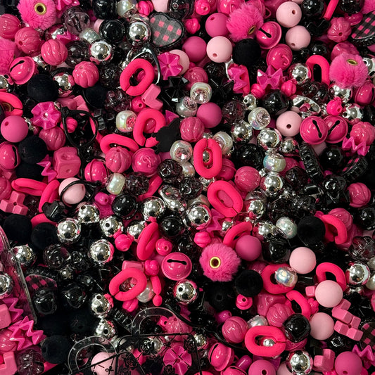 【YUMI OZ CUP 】Black Pink Acrylic Beads-B7