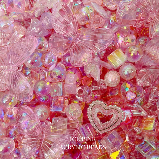 【YUMI OZ CUP 】Ice Pink Acrylic Beads-B17