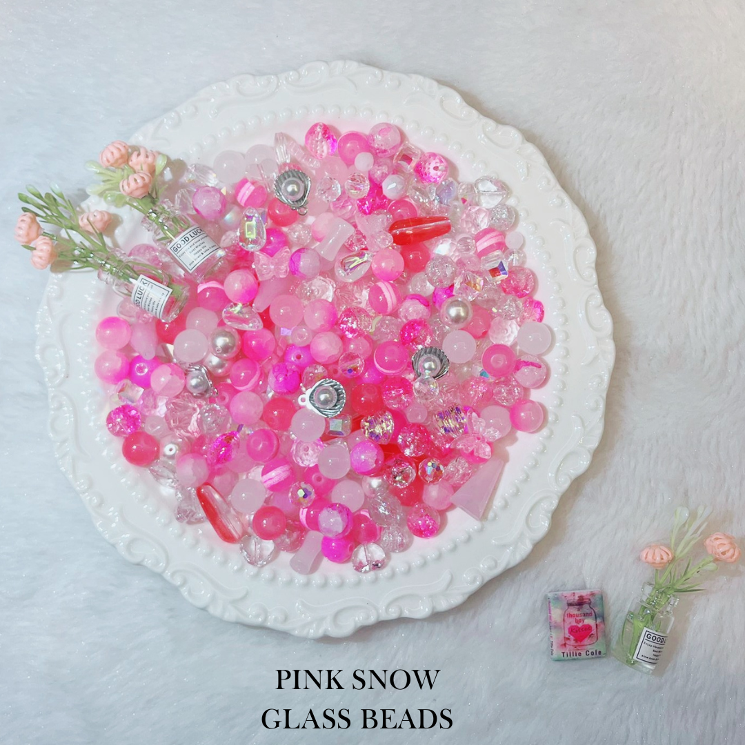 【YUMI OZ CUP 】Pink Snow Glass Beads-A21