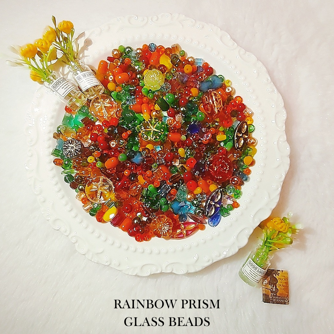 【YUMI OZ CUP 】Rainbow Prism Glass Beads-A17