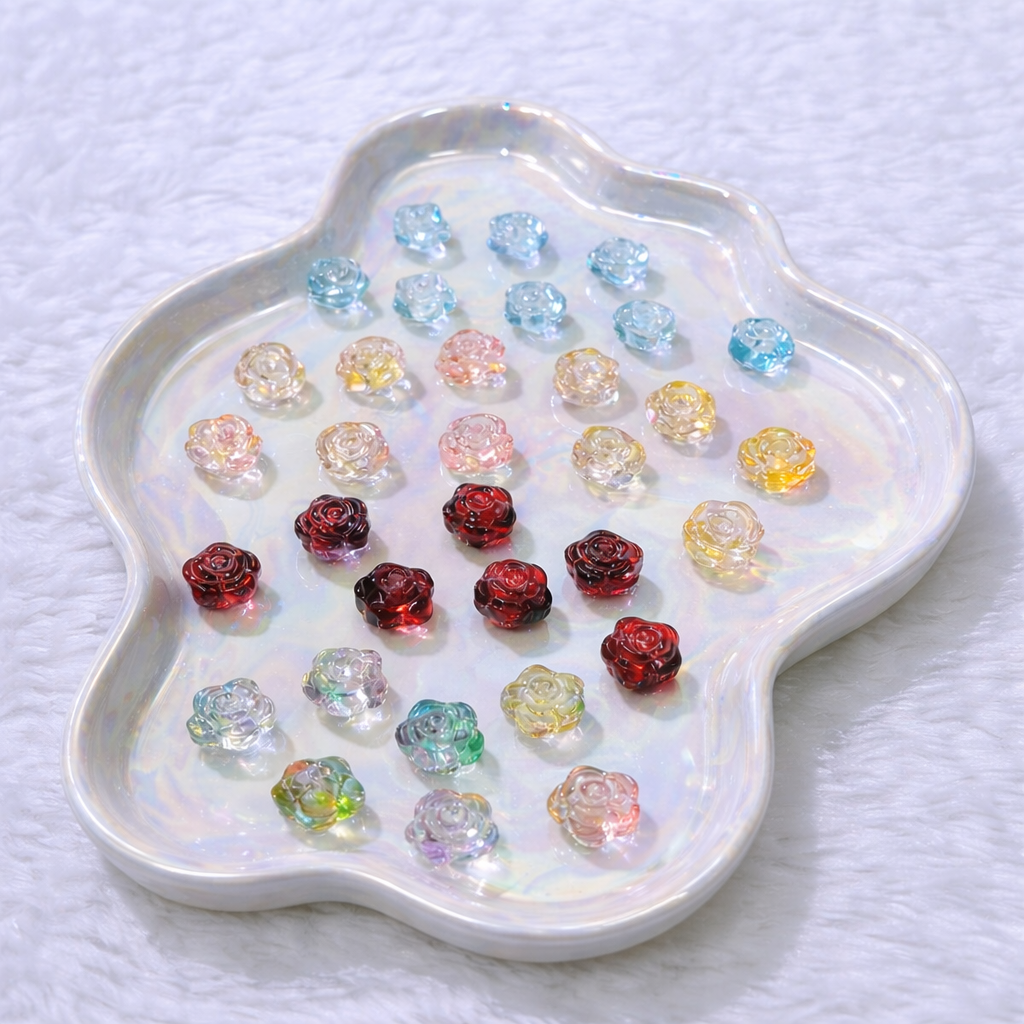 【YUMI-E】Rose Garden Shaped Glass Beads-E1